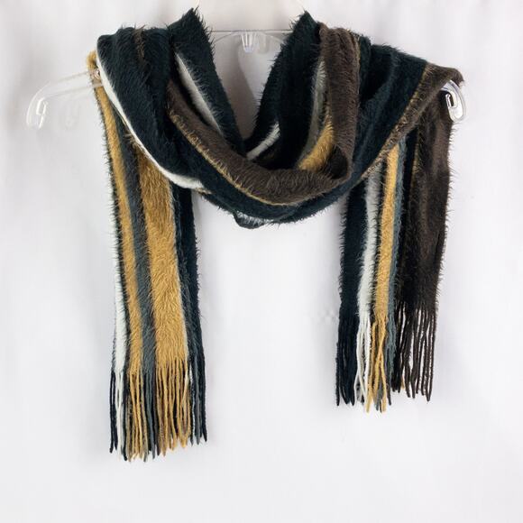 Cejon Brown Black White Striped Soft Scarf Unisex Men Women One Size - Picture 1 of 14